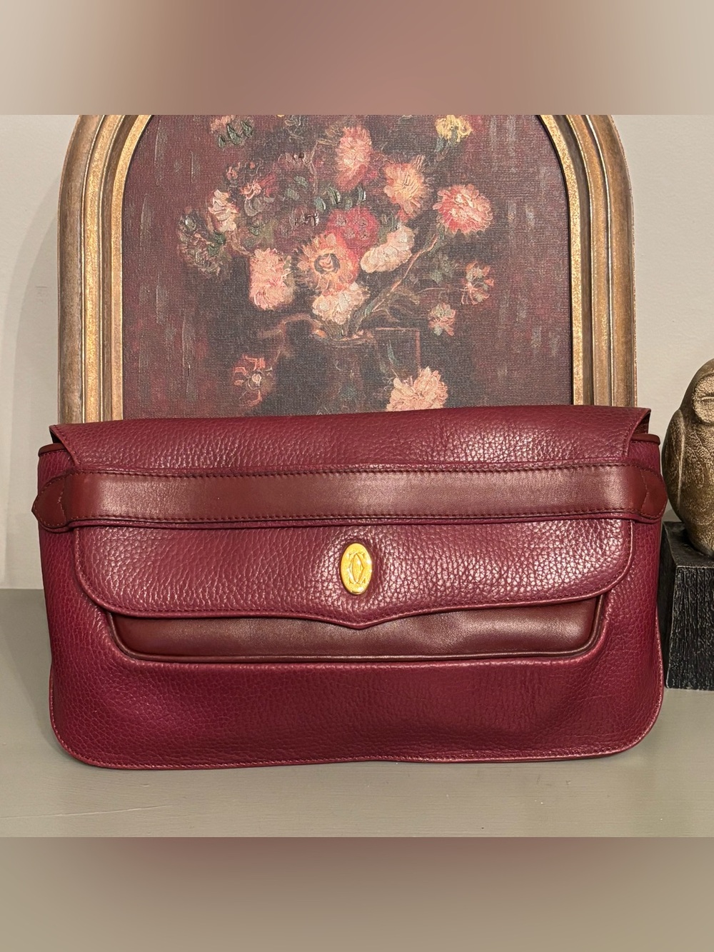 Vintage Must de Cartier Bordeaux Leather Clutch